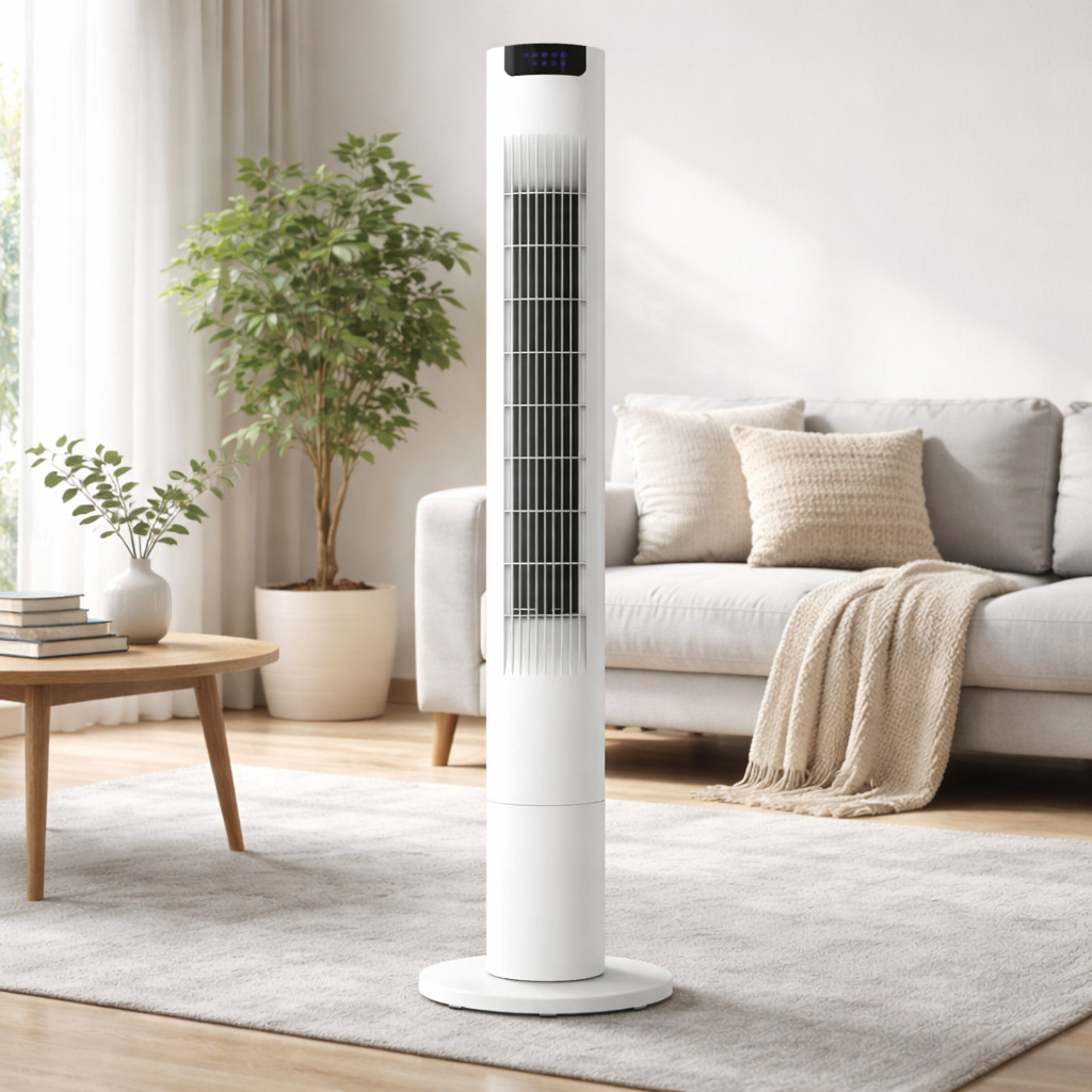 Ventilador Torre Silencioso com Controle Remoto Swing 3 Velocidades Toque Temporizador 80W ON-VT600