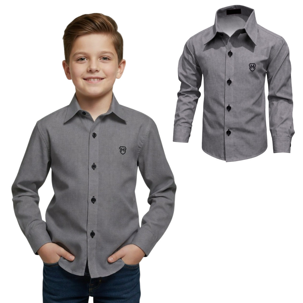 Camisa Infantil e Juvenil Social Manga Longa Elegancia em Oferta na Shopee