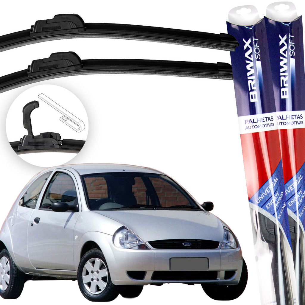 Jogo Palhetas Limpador Parabrisa Ford Ka 1997 Até 2009 Gancho Universal