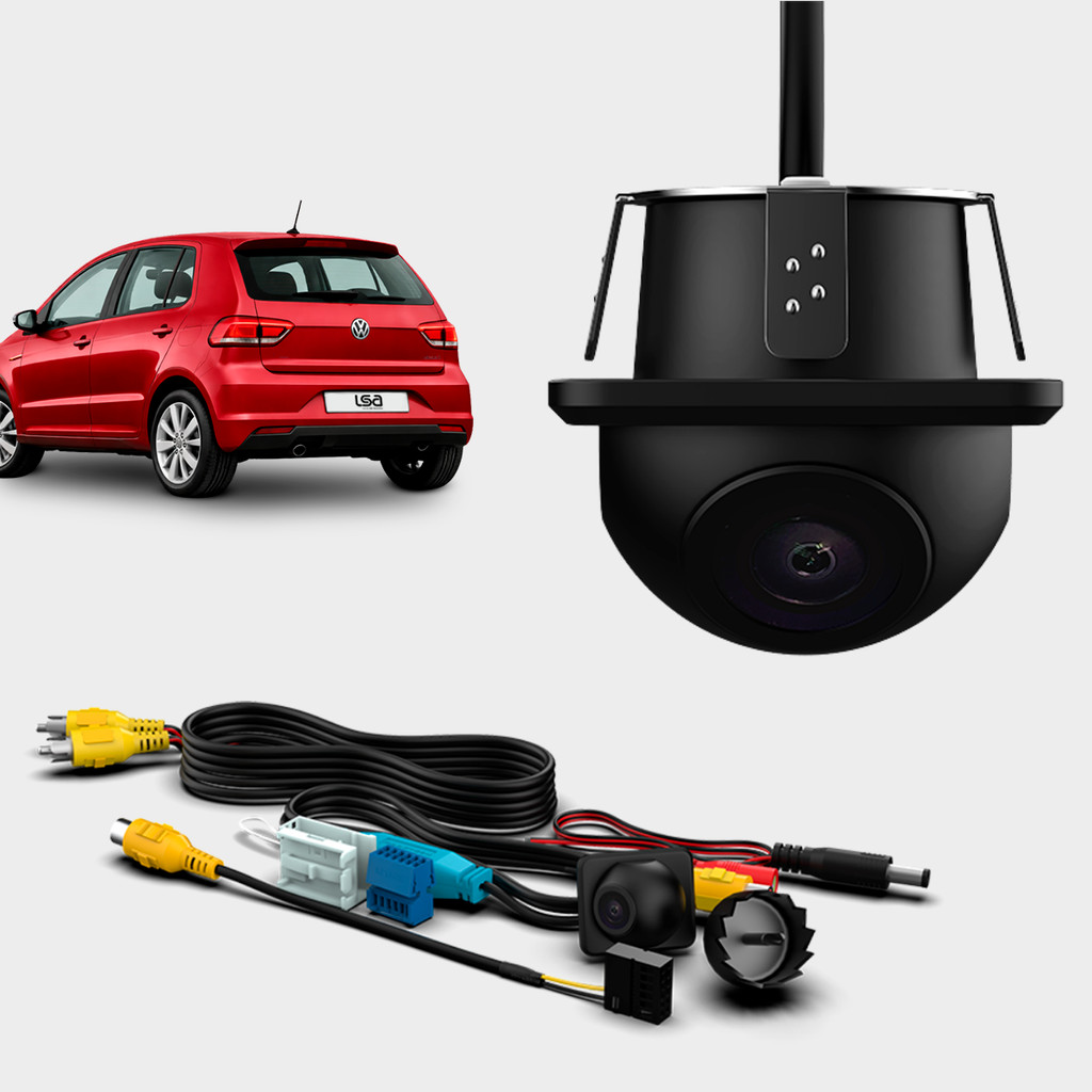 Câmera Ré Volkswagen Faaftech FT-CAM-VW1 Plug Original com Linhas Guia 720p Compatível Gol Polo T-Cross