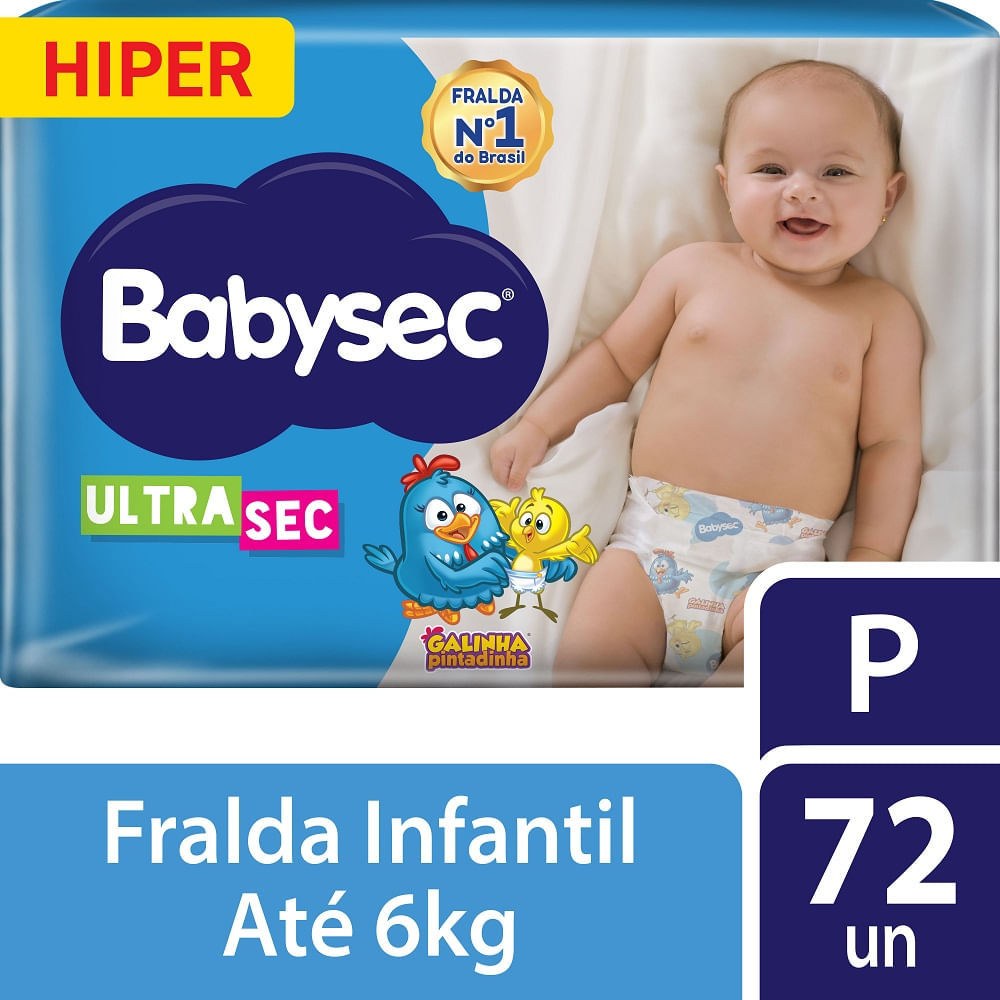 Fralda Descartável Babysec Ultrasec Hiper Galinha Pintadinha P 72 Unidades em Oferta na Shopee
