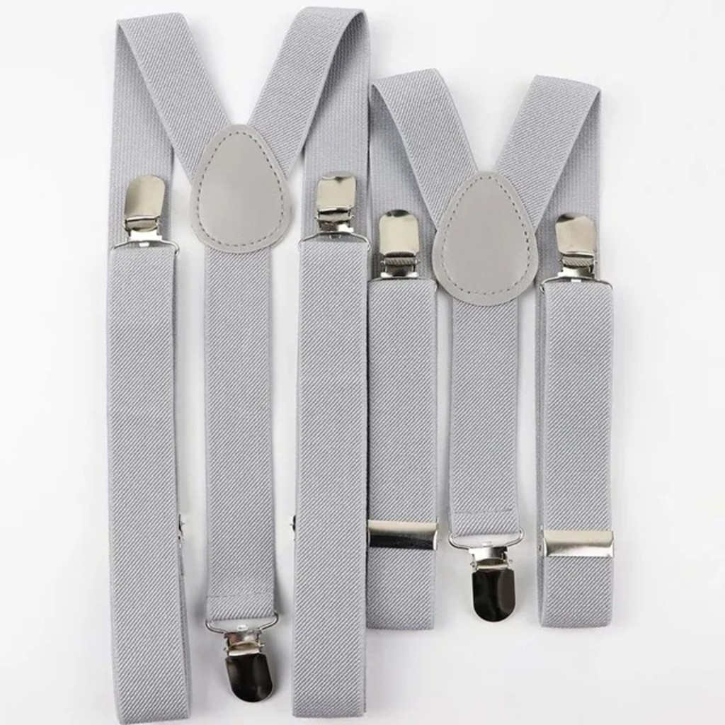 Suspensório Masculino Cinza Claro Kit 5 Unidades Social Ajustável