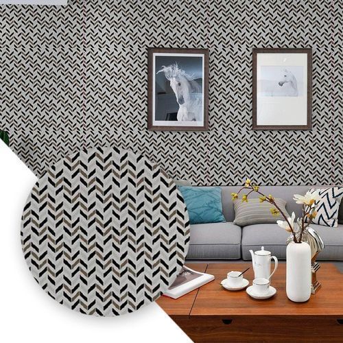 Papel parede 5m adesivo geométrico lavável textura PVC zig zag moderno Achadinho