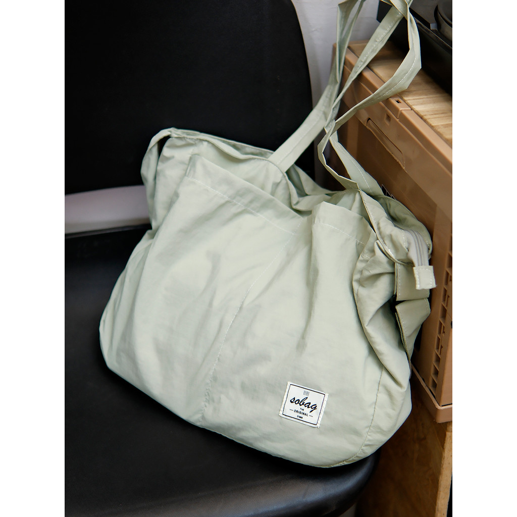 Sobag japonês preguiçoso de um ombro mensageiro impermeável saco de lona de náilon feminino Multi-bolso grande capacidad
