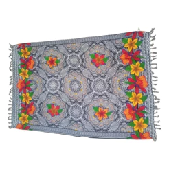 Canga De Praia Grande Em Viscose Floral Laranja E Lilás