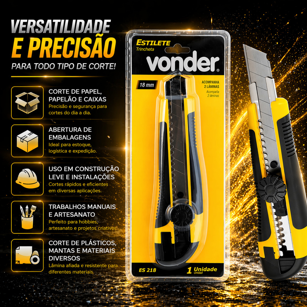 Estilete Emborrachado 18mm Vonder Profissional ES 218