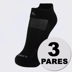 Kit Meia Lupo Cano Baixo Dry Fit Running 3 pares Preta