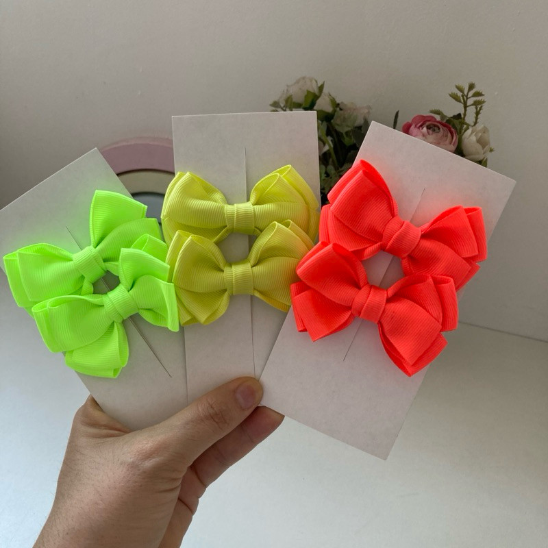 Par de Laços Infantil Cores Neon Kit com 3 pares