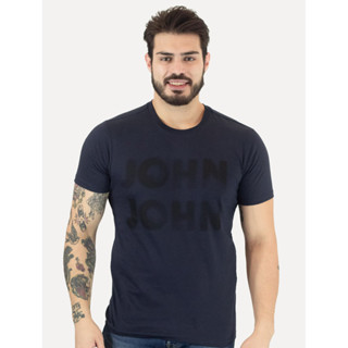 Camiseta John John Masculina Slim Logo Brush Azul Marinho em Oferta na Shopee
