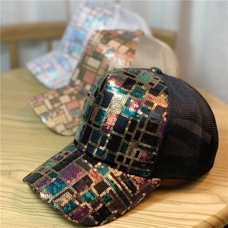 Acessórios de moda feminina: boné de beisebol com lantejoulas, boné de estilo urbano, chapéu de sol, boné com aba, malha