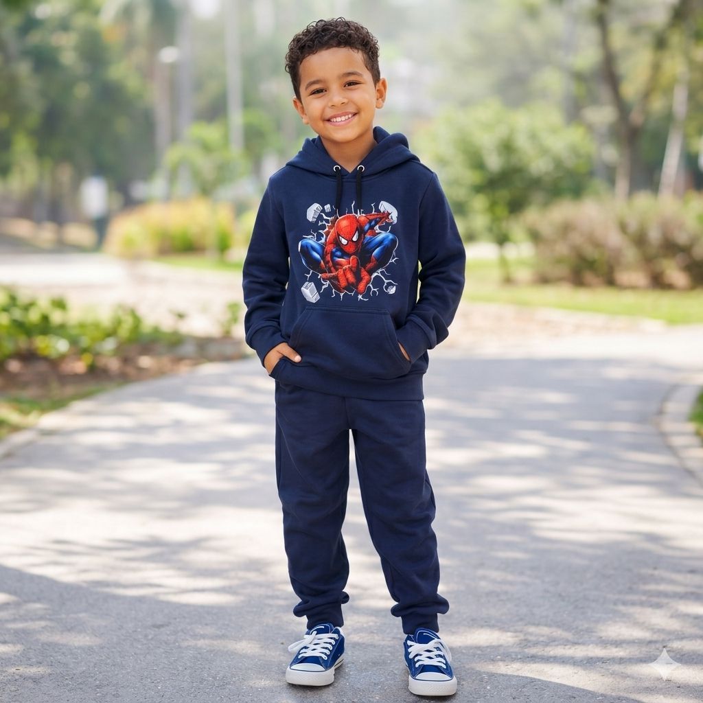 Conjunto Infantil Moletom Homem-Aranha Masculino Inverno Quentinho Calça + Blusa Com Capuz TAMANHO 2 AO 14