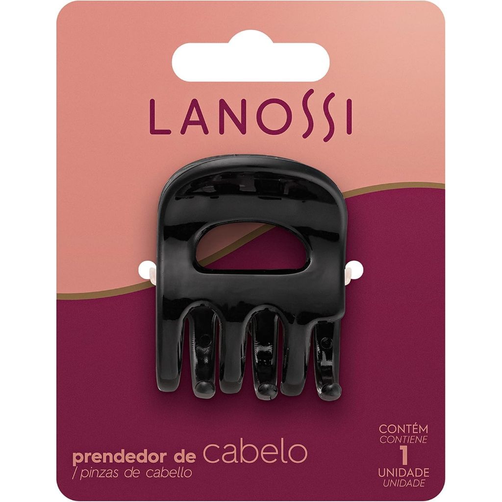 Prendedor de Cabelo Lanossi Black Médio - Piranha Preta com Mola Resistente | Firmeza e Estilo