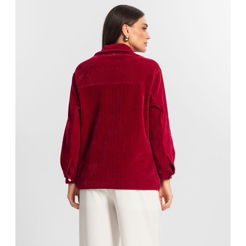 Detalhes do Casaco Feminino Veludo Cotelê Endless Vermelho
