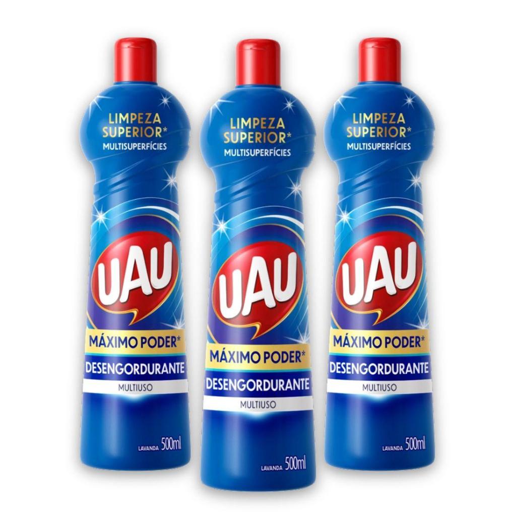 Kit 3un Multiuso 500ml UAU Desengordurante Lavanda em Oferta na Shopee