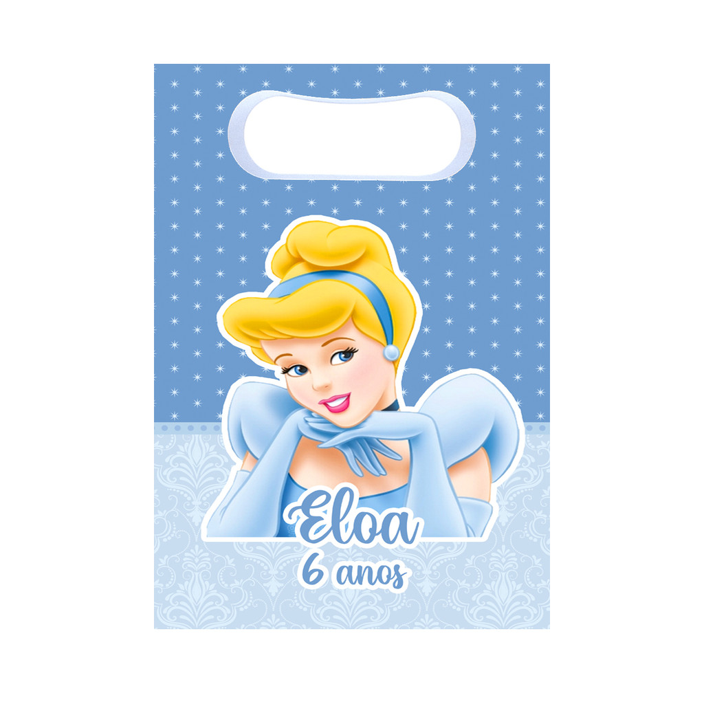 Sacolinhas Surpresa Cinderela Personalizada Lembrancinha para festa com nome e idade princesas disney