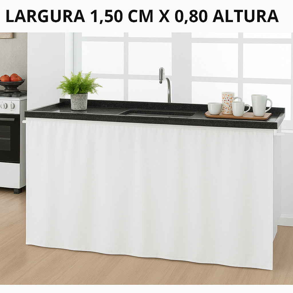Cortina De Pia e Balcao Cozinha –1,50 x 0,80CM - Tecido Oxford