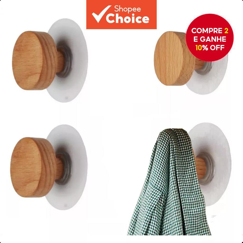 4 Ganchos De Chapéu De Madeira Dos Pces , Cabides Fixados Na Parede Autoadesivos Para Casacos , Banheiro , Porta E Organ em Oferta na Shopee