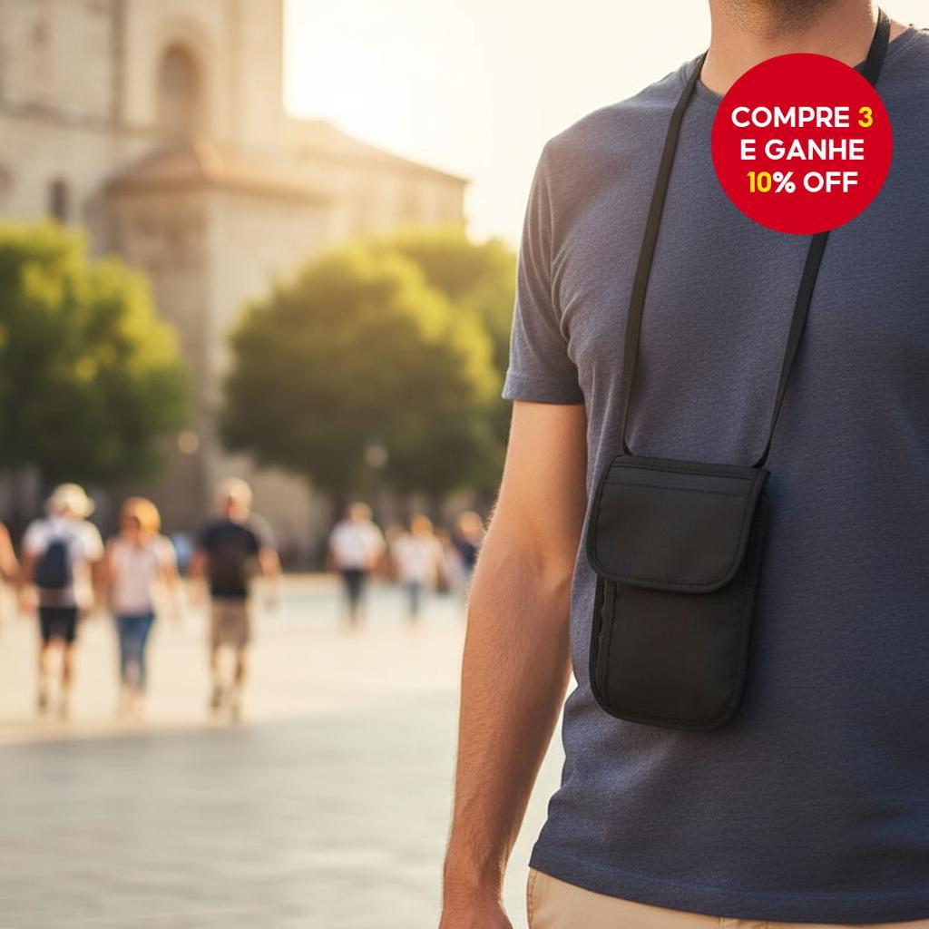  Porta-passaporte com proteção RFID - Organizador de viagem com slots para cartões e bolso secreto