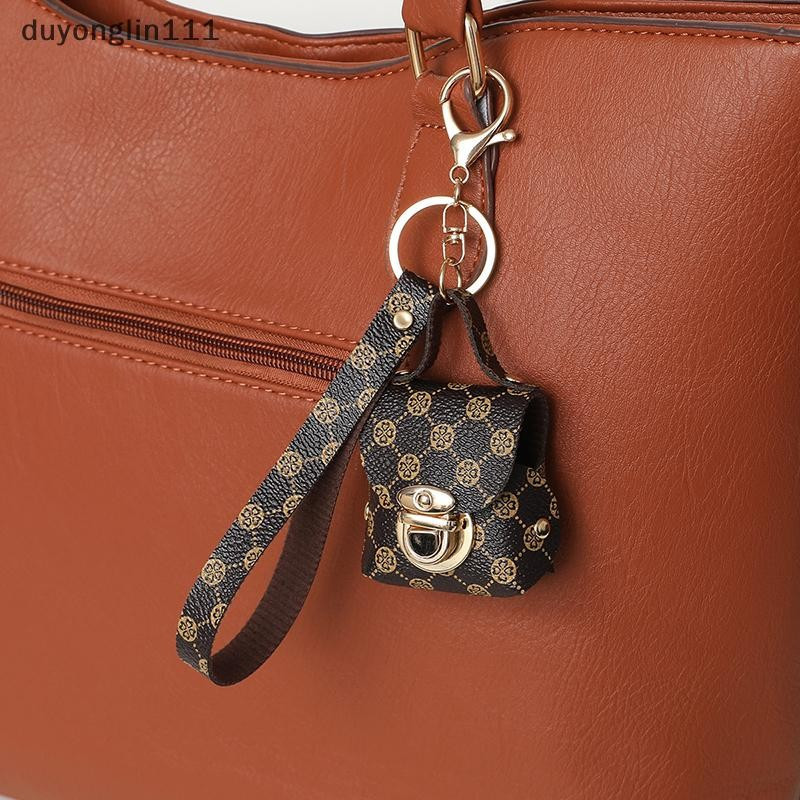 (duyonglin111) Mini Chaveiro Portátil Leve Luxo Moda Couro PU Bolsa De Fone De Ouvido Pingente Multifuncional Armazename