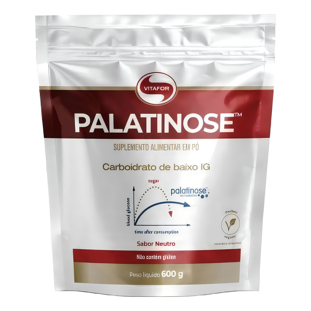 Palatinose Pouch Carboidrato de Baixo Índice Glicêmico Vitafor 600g Sabor Neutro