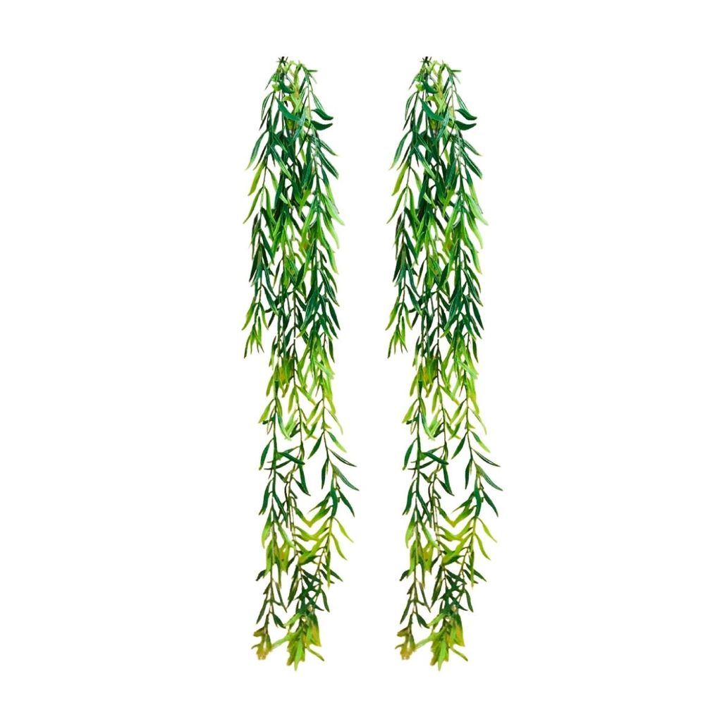 Kit 2 Plantas de folhagem artificial para pendurar Real Pendente Permanente decorar Arranjos e Prateleiras suspensas