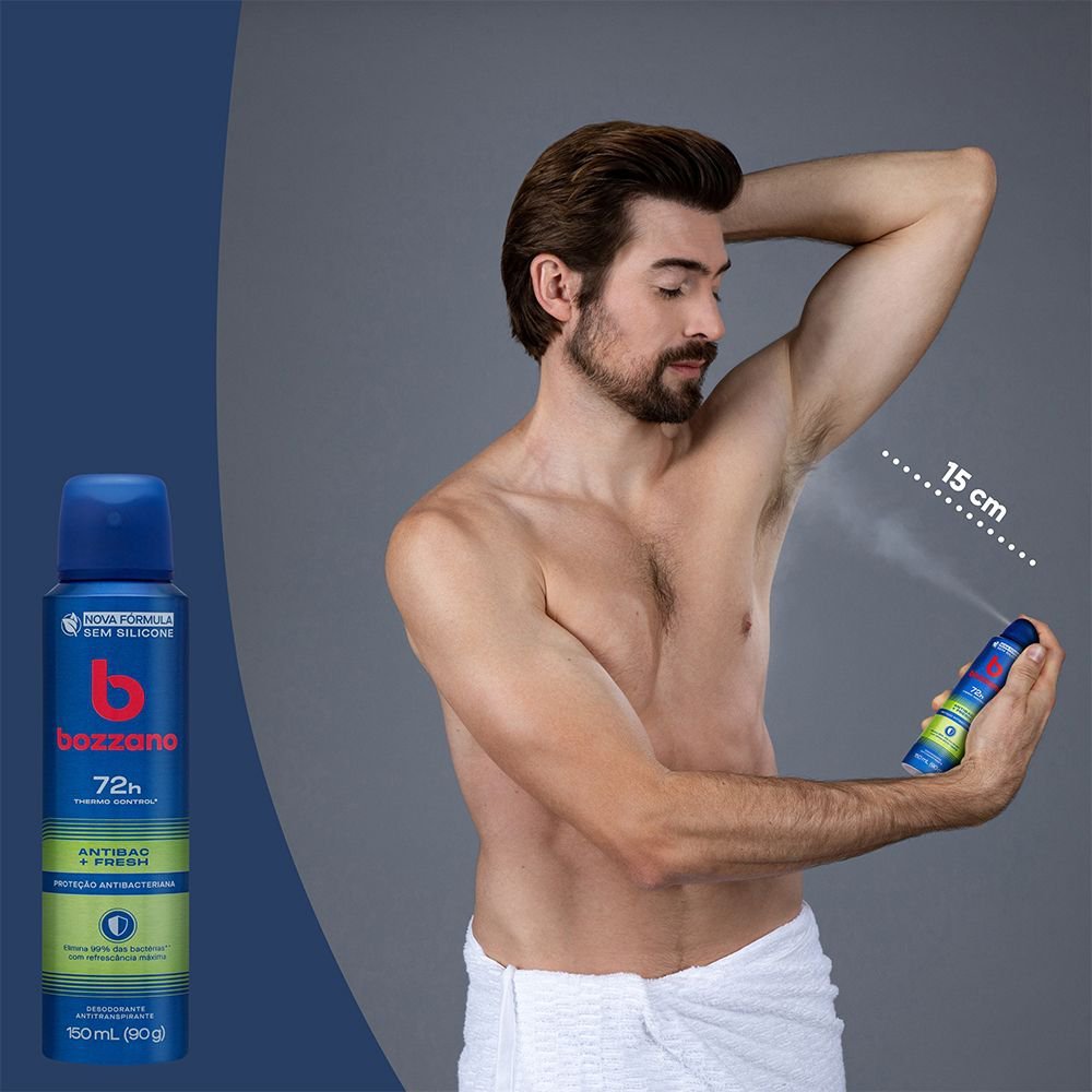 Detalhes do Desodorante Bozzano Antibac e Fresh Aerossol Antitranspirante Masculino 150ml