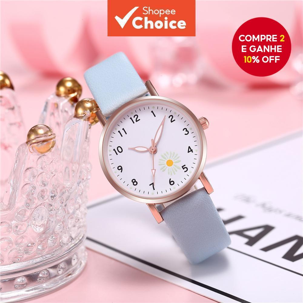 Relógio de Quartzo Moda Simples Daisy Retro Daisy Daisy Retro Belt Girl Student Watch Preppy Fengsen Série Quartzo em Oferta na Shopee