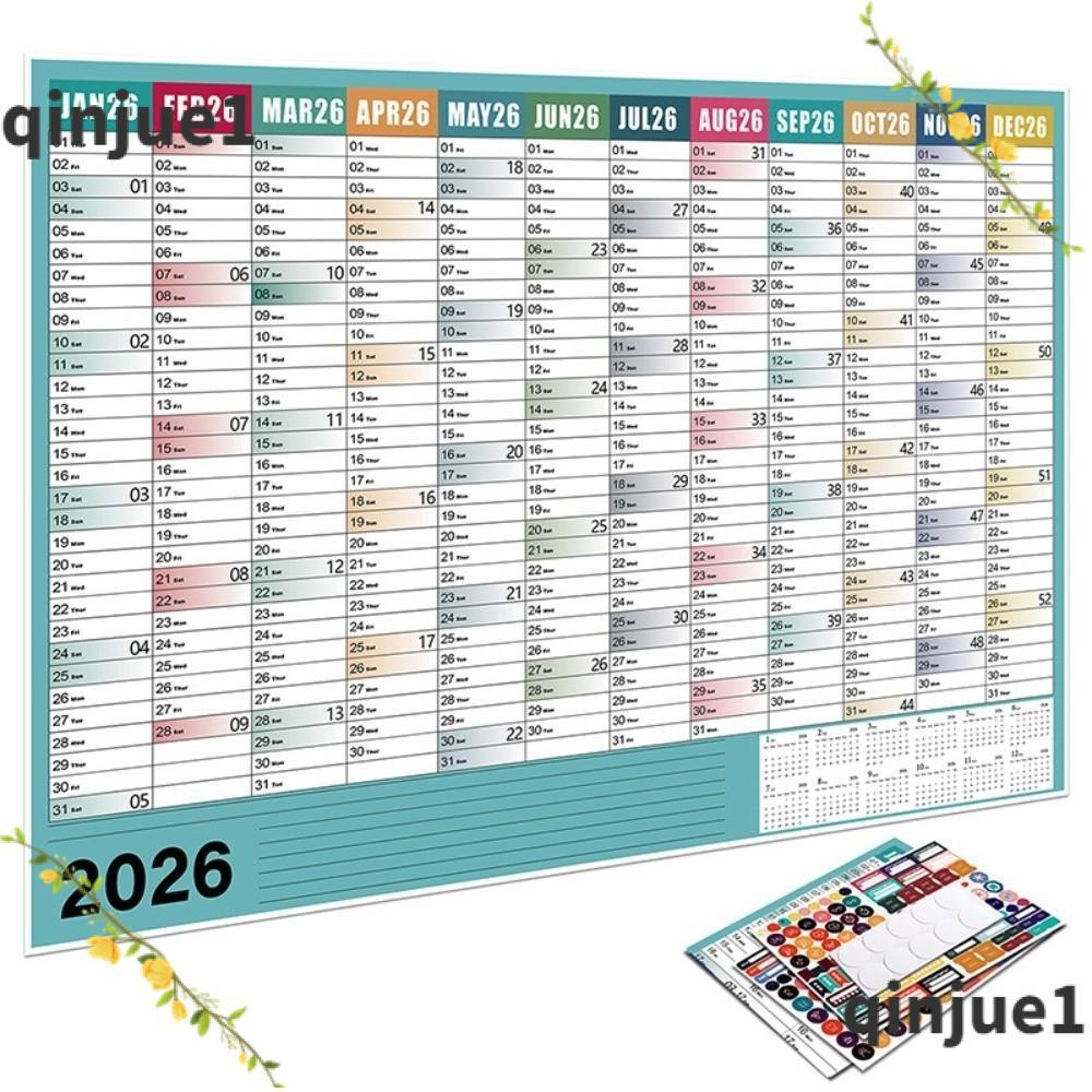 Folha De Planejador De Calendário QINJUE , 2026 Lista De Tarefas Agenda De Suspensão De Parede , Anual De Bloco De Notas