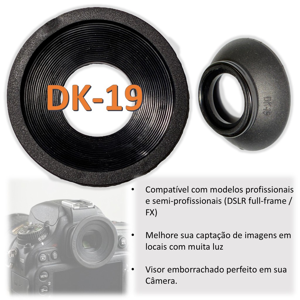 Protetor Ocular DK19 Eye Cup Protetor Máscara de Olho p/ Câmeras Nikon checar compatibilidade