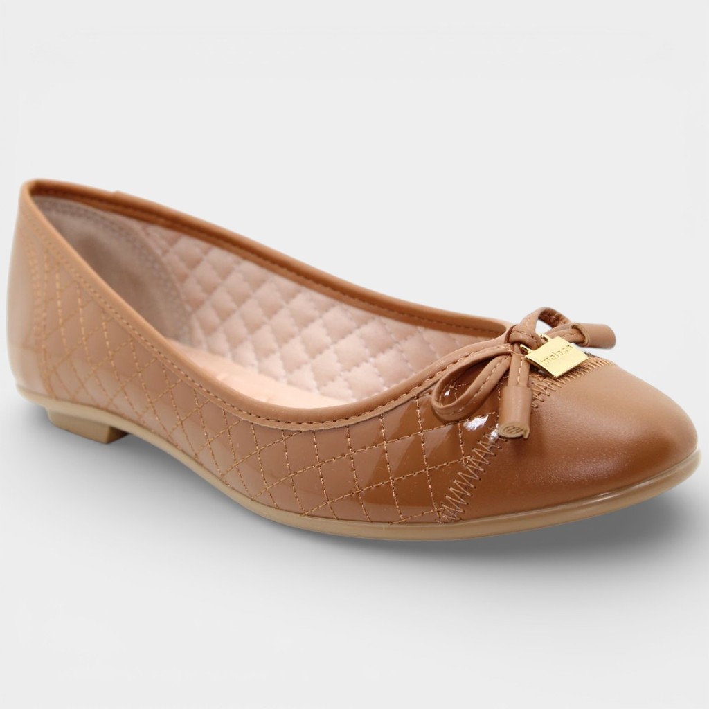 Sapatilha Moleca Bico Redondo Matelassê Feminina - Marrom em Oferta na Shopee