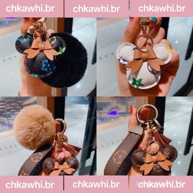 Criativo Dos Desenhos Animados Marca De Luxo Impresso Couro Mickey Minnie Chaveiro Carro Casal Saco Pingente em Oferta na Shopee