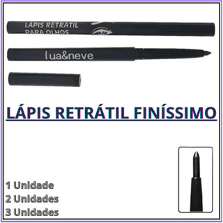 Kit C/3 Lápis Retrátil Delineador Traço Finíssimo Preto Intenso e Super Macio - Lua e Neve LN2197 em Oferta na Shopee