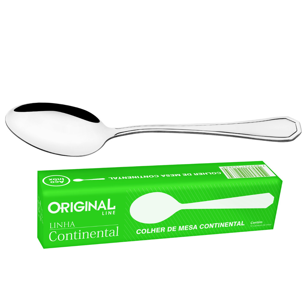 Kit Jogo Colher De Mesa Aço Inox 72 Peças Continental Original Line Faqueiro Talheres Inox Para Restaurante Buffet