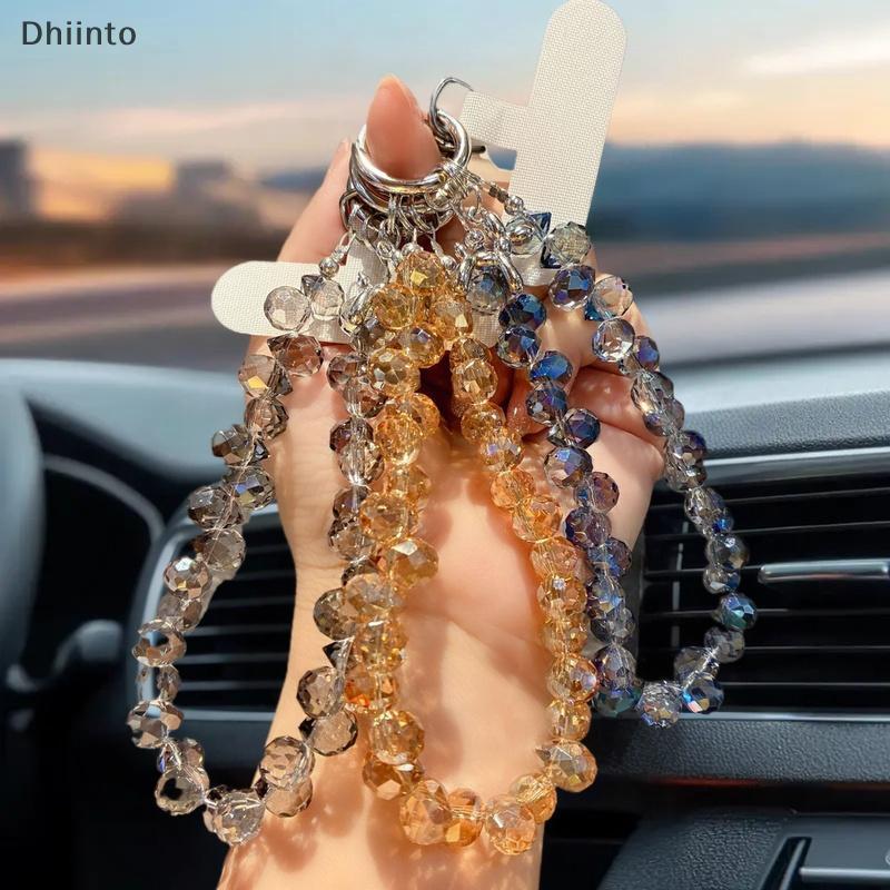 [Dhiint] 1 Peça Corrente De Pulso Com Contas À Mão Cordão Para Celular High-end Luxo Curto Gota De Água Cristal Pendurad