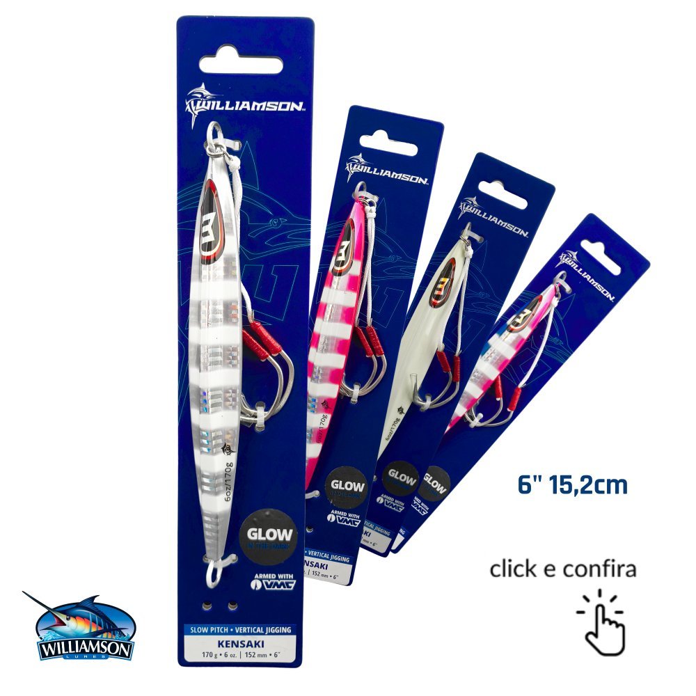 Isca Williamson Slow Jig Kensaki 6" 15,2cm - 170g c/ Suporte Hook