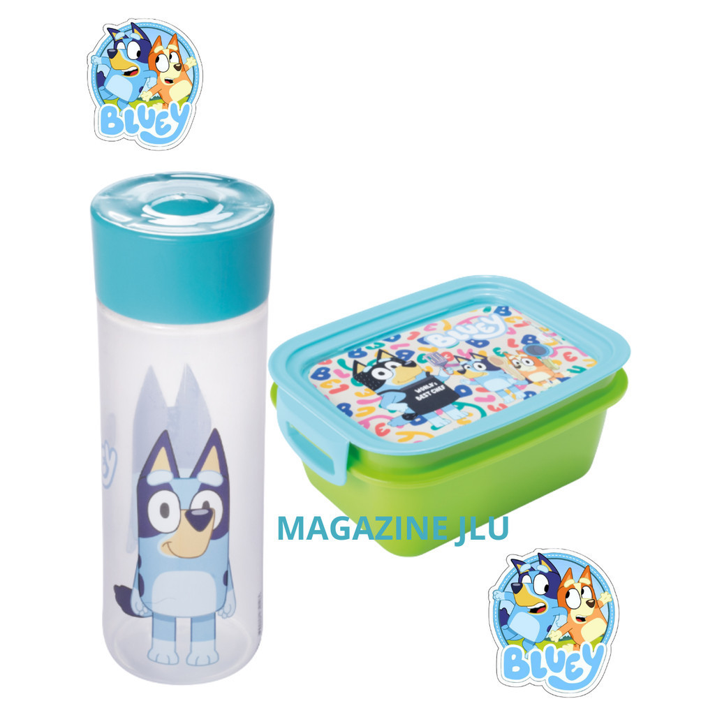 Kit 2pcs Bluey Marmita Hermética Garrafa 500ml Escolar Lancheira Passeio Plasútil Escola Infantil