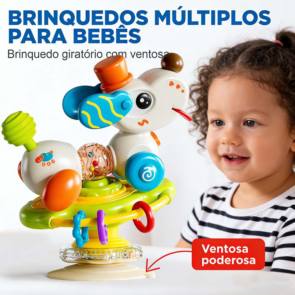 Brinquedo de Rotação de Ventosa Multiuso para Bebês para Aprendizado Precoce Brinquedo Montessori Para Bebês