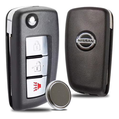 Chave Canivete Carcaça Nissan Livina Tiida Versa Sentra 3bts + Bateria CR2032