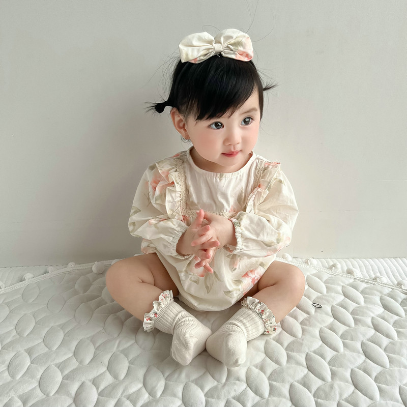 Bebê roupas de bebê primavera macacão primavera outono roupas versão coreana estilo ocidental princesa bebê menina macac