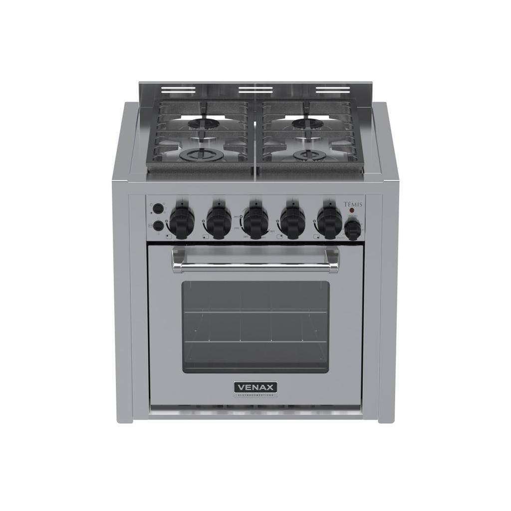 Fogao a Gas de Embutir 4 Bocas Venax Temis Inox