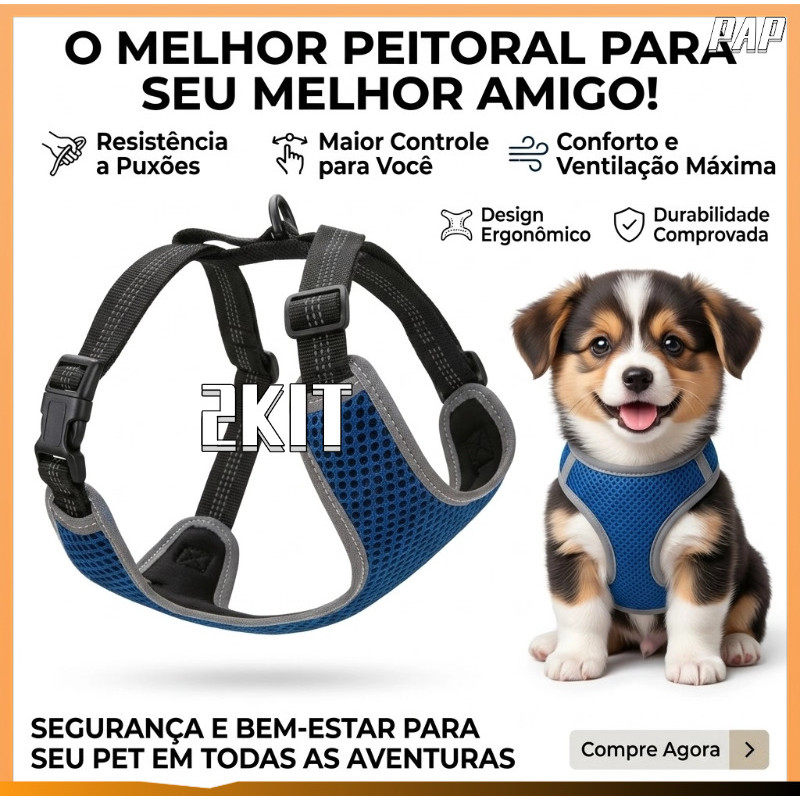 2KIT Coleira tipo peitoral para cães e gatos, adequada para filhotes, colete confortável e ajustável para animaisdeesti