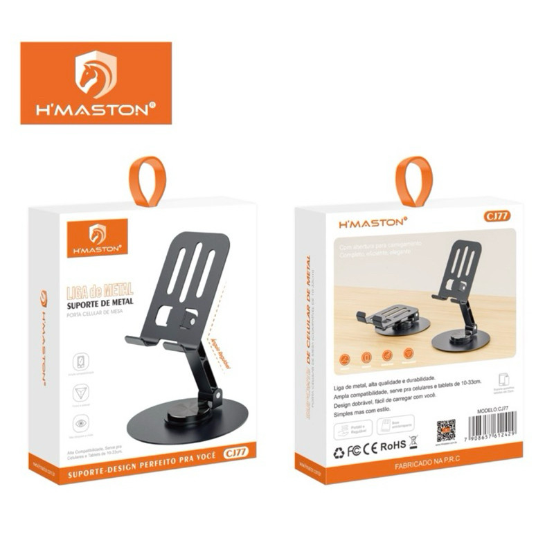 Suporte de Mesa para Celular/Tablet | Alumínio Resistente + Rotatória 360º Ajustável HMASTON CJ77