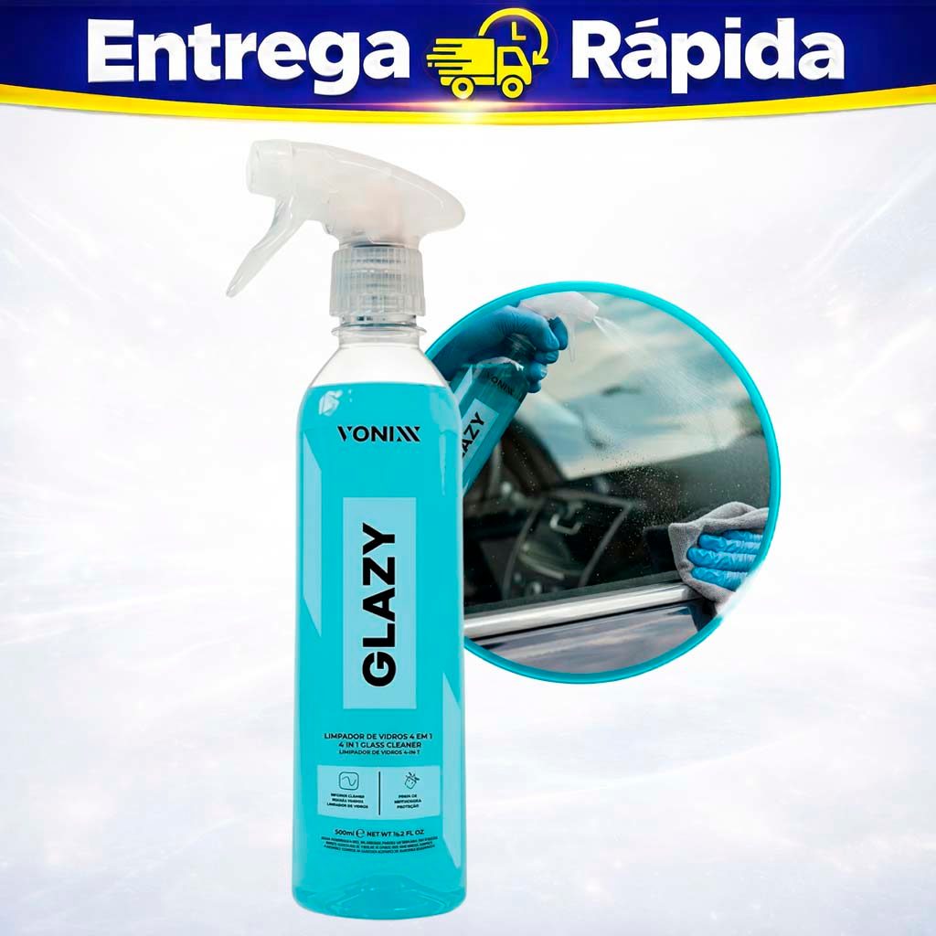 Spray Glazy Voniixx Limpa Vidros Automotivo Anti Risco 4 em 1 - 500ML