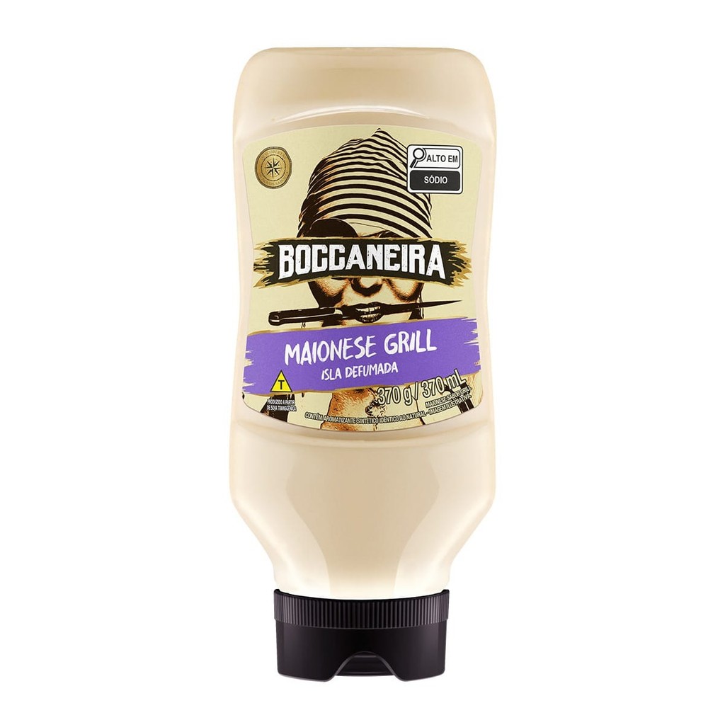 Maionese Grill Defumada Boccaneira 370g Sabor Churrasco Premium
