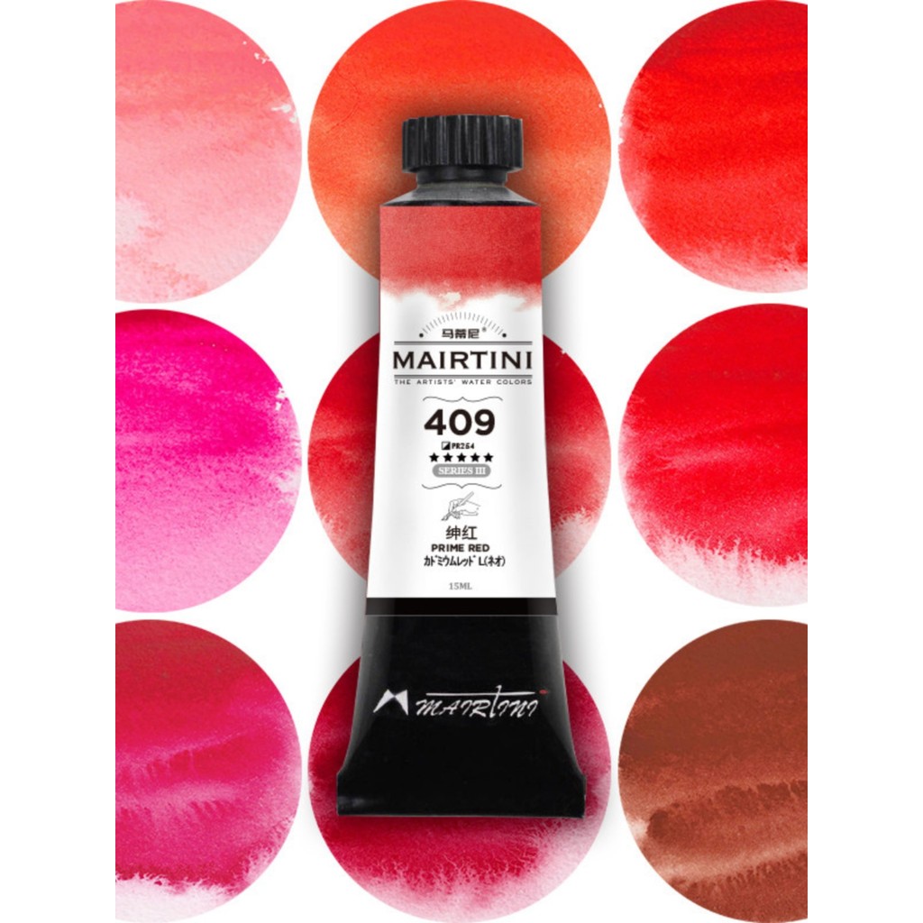 Martini Artista Tinta Aquarela Vermelha Única Tinta Tubular Alta Difusão Moagem Fina 15ml