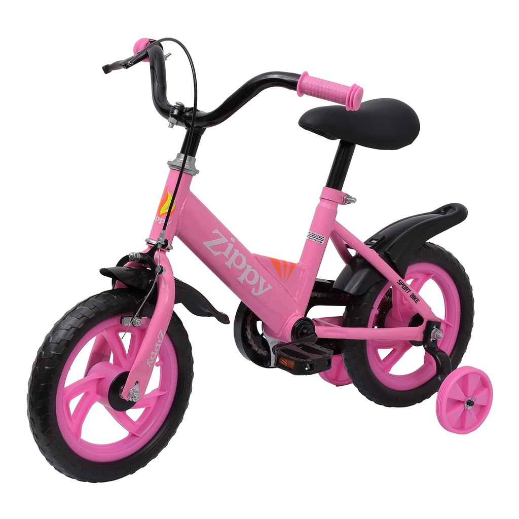 Bicicleta Infantil Rosa Bike Menina Aro 12 Até 30 Kg Com Rodinhas Para-Lama E Freio Tambor