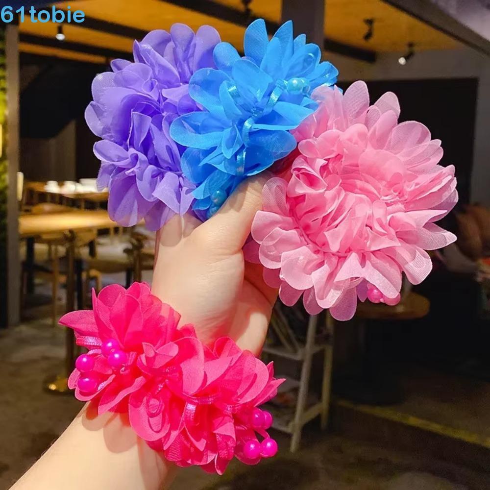 TOBIE 4 Pçs/set Corda De Cabelo Floral , Não Machucar Colorido Crianças Cabeça , Acessórios Suporte De Rabo De Cavalo