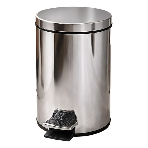 Lixeira Redonda Inox 5 Litros P/ Banheiro Cozinha Lavabo Talberg Prateado