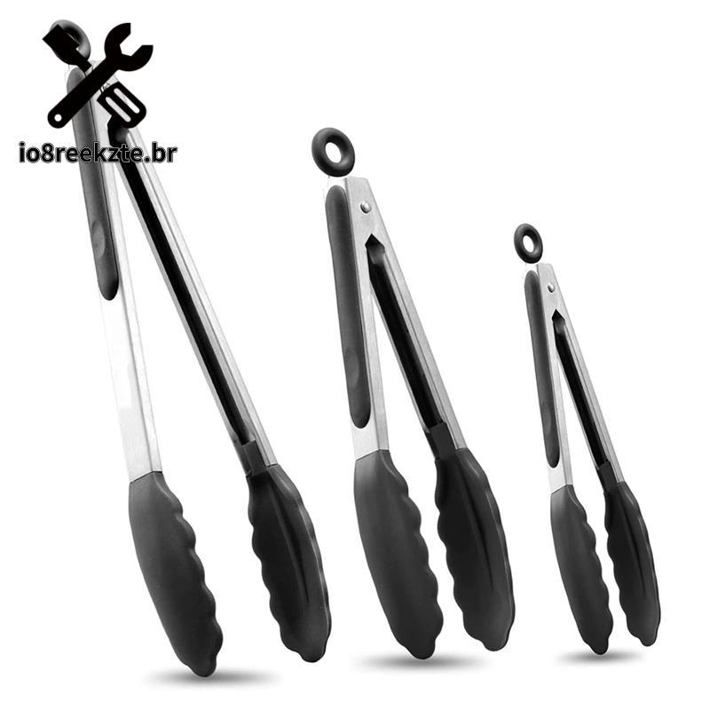 Conjunto De Pinças De Cozinha Com Pontas De Silicone 7/9/12 Polegadas Pretas