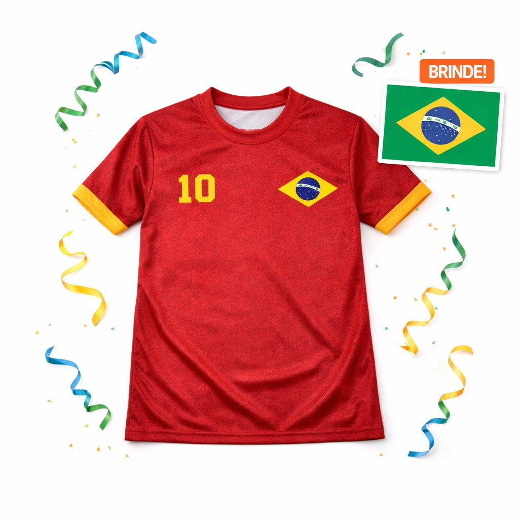CAMISA BRASIL VERMELHA E AMARELA Adulto Estilo SELEÇÃO Futebol Torcedor
